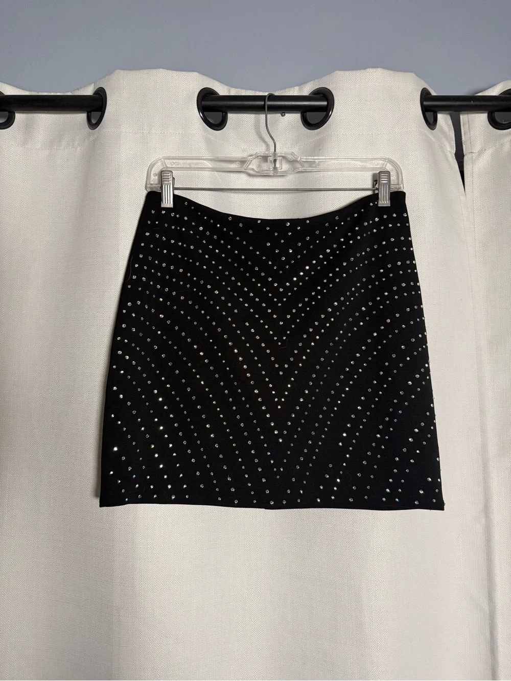 Windsor Dazzle The Night Black Rhinestone Mini Skirt Size Large
